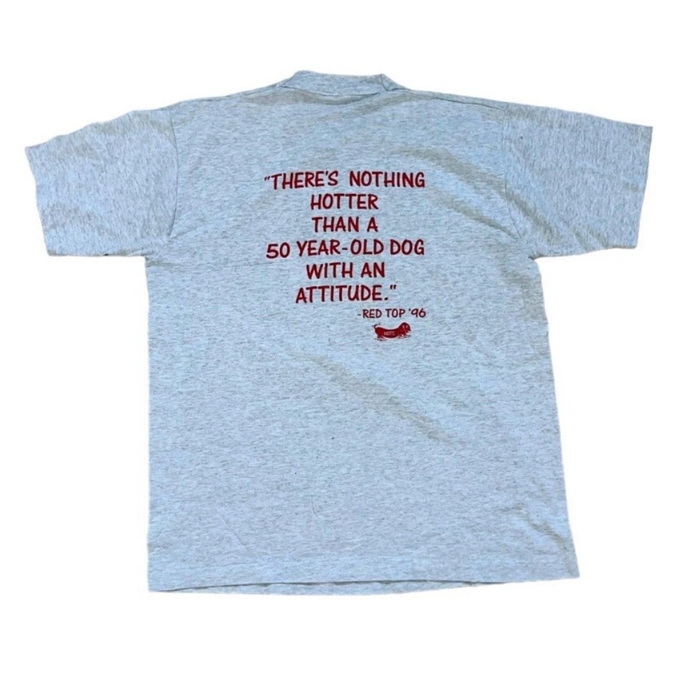 Vintage Red Tops 50 Years Of Hot Dogs Men’s S/S Single Stitch T Shirt Large USA - Picture 2 of 5